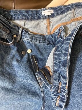 Good American Wide leg jeans with asymmetrical button